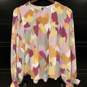 FATE Marley And Me Puff Sleeve Blouse Lace Accents Small NWT Pastel Watercolor